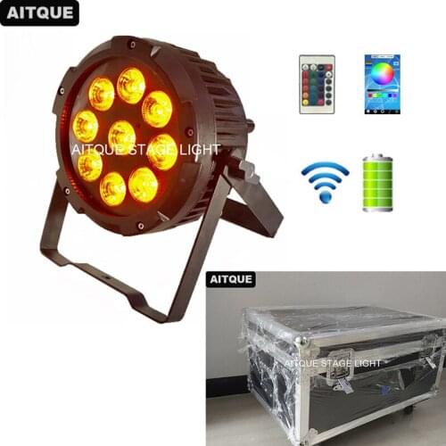 6pcs/CASE Building outdoor colors outdoor battery led par 9x12w wifi dmx battery powered led panel light wireless rgbwa uv ip65