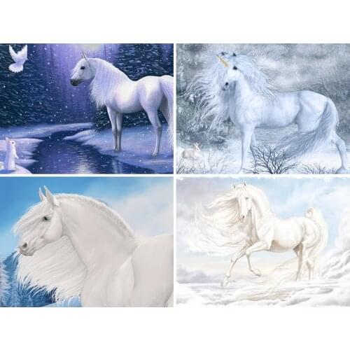 5D DIY Diamond Painting Animals Horse Cross Stitch Kit Full Drill Square Embroidery Mosaic Art Picture of Rhinestones Gift