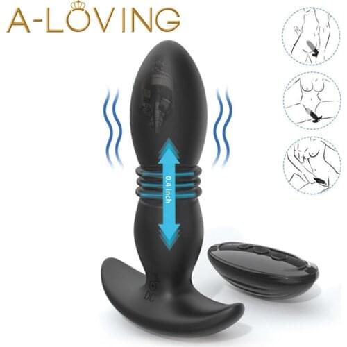 Anal Plug Vibrator for Men Male Prostate Massager Remote Control Thrusting Butt Plug Dildo Sex Toy for Women Masturbator