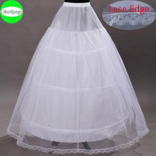 White 3 Hoops Petticoat Crinoline Slip Underskirt For Wedding Dress Bridal Gown In Stock 2021 Jupon Mariage Accessories Enagua