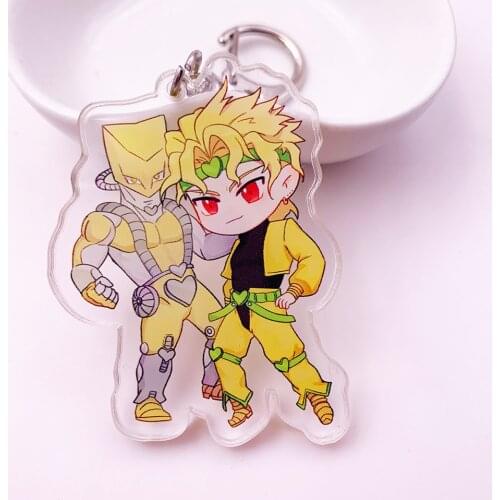 Cartoon Anime Jojos Bizarre Adventure Keychain Acrylic Key Ring Kujo Jotaro Kira Yoshikage Caesar Collection Gift Key Chains