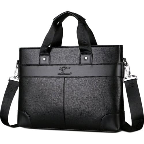 Kangaroo Brand Business Briefcase Leather Handbag For Men Messenger Shoulder Bag Office A4 Laptop Crossbody Bag Male Travel Bag