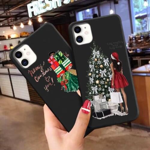 2020 New Year Fashion Christmas girl black Silicone phone Case For iPhone SE XS 11Pro Max 6S 7 8 Plus XR 12pro 12mini cover