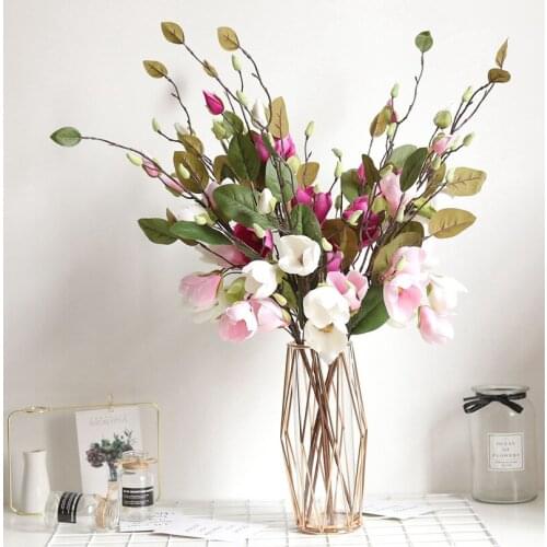 79CM Magnolia Flower Single Artificial Flower Branch Home Decoration DIY Flower Wall Wedding Party Decorative Fake Flower