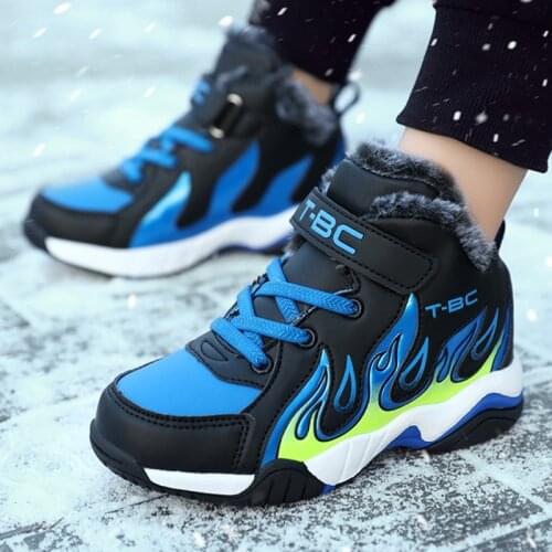 Children Sport Shoes Boys Sneakers Winter Fashion Pu Leather Waterproof Boots Anti-Slippery Comfortable Casual Footwear Big Kids