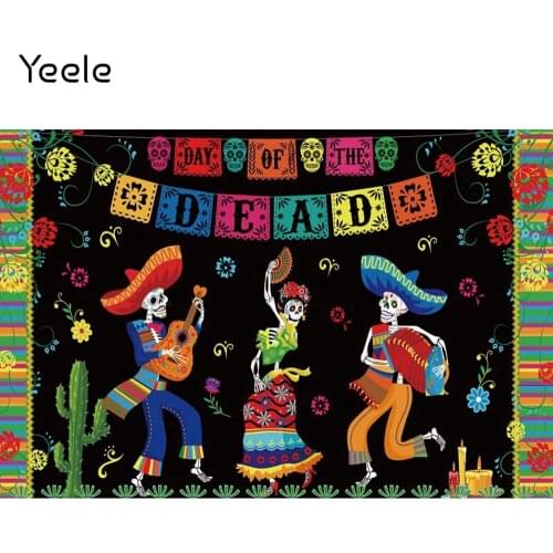 Yeele Day of The Dead Backdrop for Mexican Fiesta Sugar Skull Flowers Photography Background Dia DE Los Muertos Decoration
