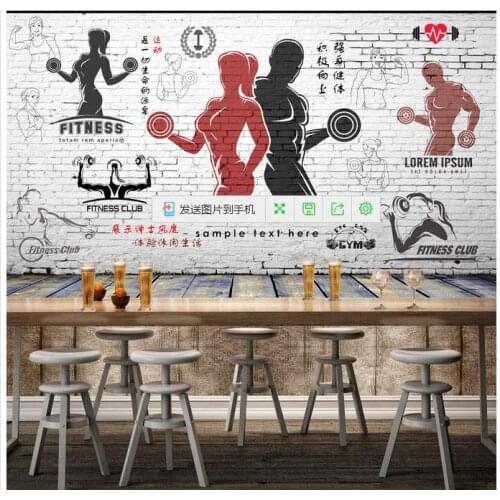 Custom photo wallpaper for walls 3 d wall murals wallpaper Retro nostalgia fitness gym mural background wall papers home decor