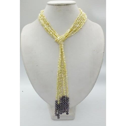 Classic 120CM 3 Layer Natural Freshwater Baroque Pearl Tassel Long Necklace Women Trendy Sweater Costume Jewelry Gift