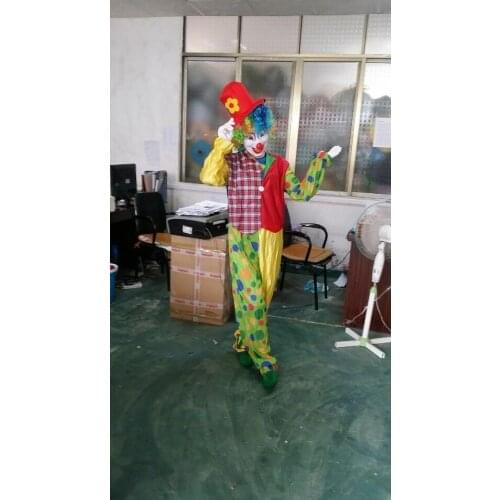 Happy Clown Mascot Costume Cosplay Adult Fancy Dress Outfit Halloween Party Suit Carnival Cartoon Character Mascot Costume Gift