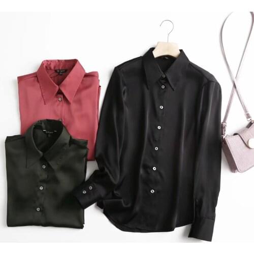 Dave&Di Spring England Stlye Fashion Office Lady Solid Satin Casual Shirt Blouse Women Blusas Mujer De Moda 2021 Women Tops