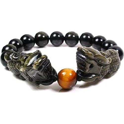 Mens Bracelet Feng Shui Wealth Double Pixiu Bracelet Jewelry Good Luck Bracelet Obsdain Piyao Beaded Bracelet Jewelry