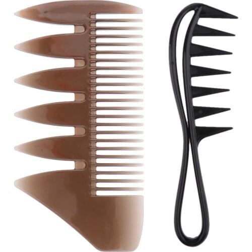 2pcs Mens Oily Hair Pick Combs Salon Dyeing Hairdressing Styling Wide Tooth