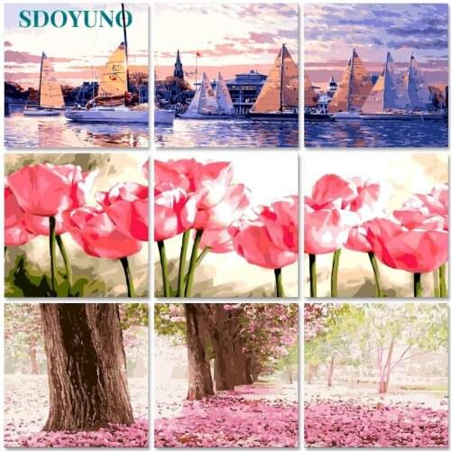 SDOYUNO 40x50cm Oil Paint By Numbers Scenery DIY Set of Acrylic Paint For Painting By Numbers On Canvas Landscape Home Decor