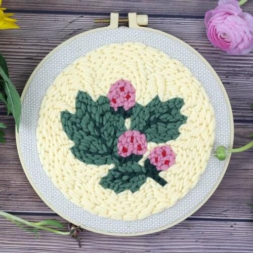Punch Needle Embroidery Kits for Beginner Contains Threader Embroidery Hoop Yarn All Materials Tools Easy DIY Flower Full Set