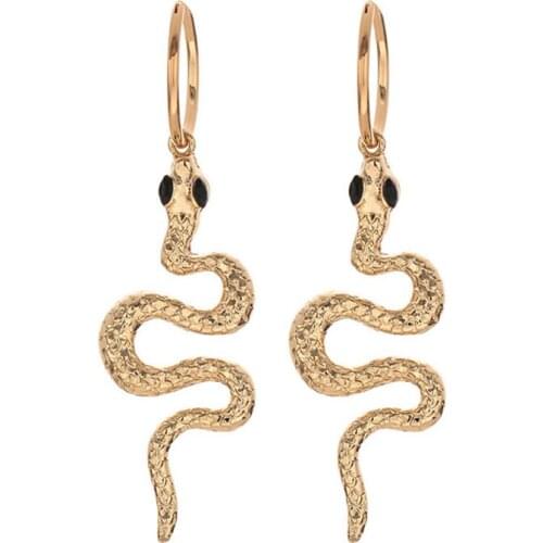 Strange Snake Unusual Earrings Vintage Demon Slayer Jewelry-Accessories Personality India Metal Punk Diamond Inlay Earrings