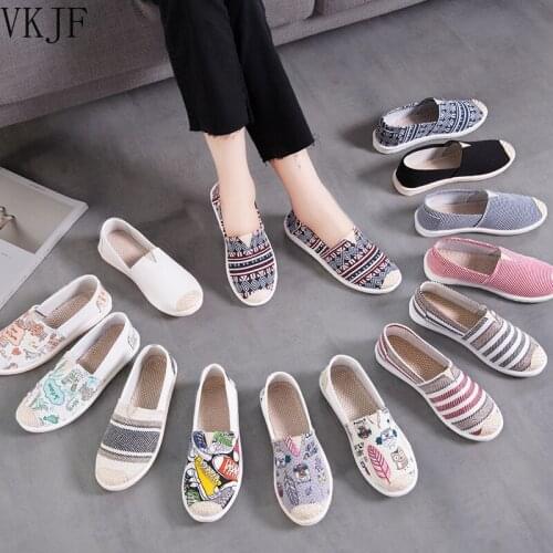 2021 New Summer Woman Vulcanize Shoes Non-slip One-step Soft and Comfortable Ladies Casual Canvas Shoes