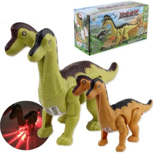 New-double-headed Electric Walking Dinosaur Toys Glowing Dinosaurs with Sound Animals Model for Kids Children Interactive
