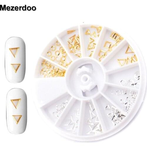 Mezerdoo Mixed Alloy Glitter 3D Triangle Nails Art Jewelry Decorations Charms Manicure Charms Round Wheel Nail Rhinestones M26