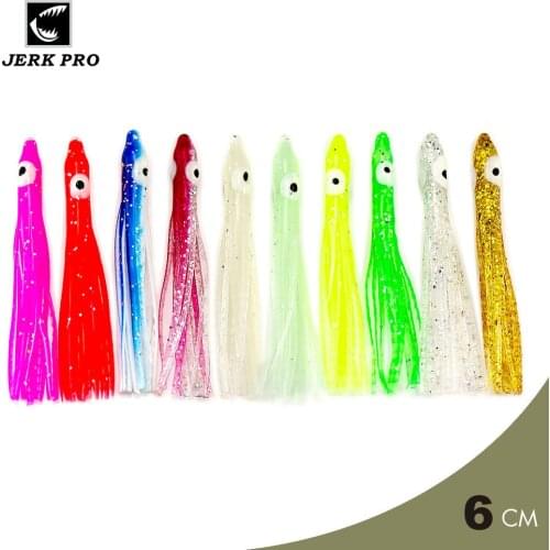 JERK PRO 100PCS 6CM Luminous Needle-shaped Soft Squid Skirts Octopus Baits Fishing Lures to Make Rigs Saltwater Assist Hooks
