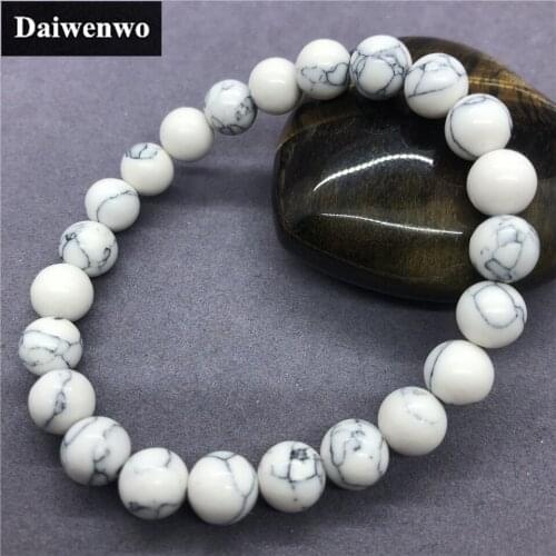 White Turquoise Beads Bracelet Wholesale 6/8/10/12mm Stone Charms for Gift