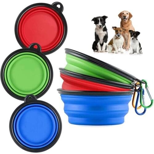 Silicon Dog Bowl Travel Portable Foldable Collapsible Pet Food Storage Water Feeding Outdoor Feeder Pet Dog Accessories Supplies