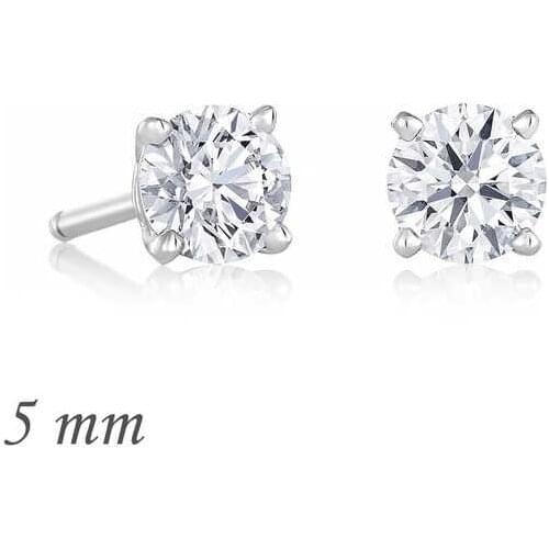 Tevuli 925 Sterling Silver Round Solitaire Zircon Earrings-5mm