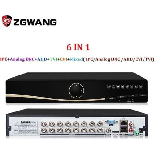 ZGWANG 6 IN 1 Hybrid 4CH 8CH 16CH Video Recoreder AHD CVI TVI IPC 5MP 1080P NVR DVR For Analog AHD Camera IP Camera
