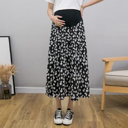 Maternity Skirt Ruffles Patchwork Fashion High Quality Daisies Printed Cotton Belly Skirts Pregnant Women Empire Floral Skirt