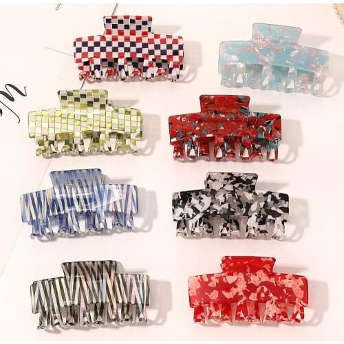 New Fashion Women Hair Claw Geometric Square Hair Crabs Clip Leopard Acetate Hairpins Barrette Clamp For Girls Hair Accessories