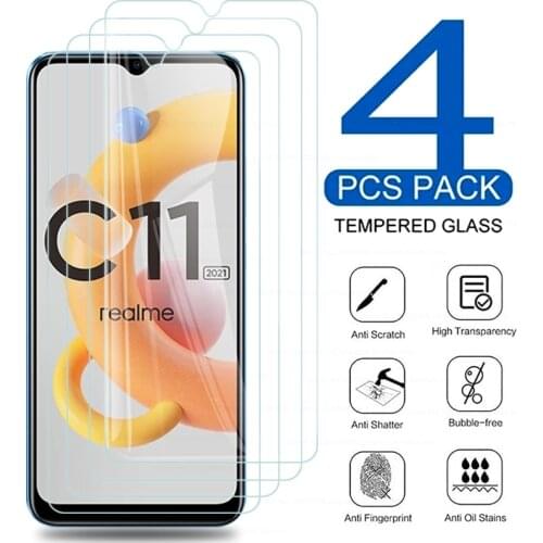 4PCS HD+9H Premium Screen Protector On for Realme C3 C11 C15 C21 Realmi Relme Realm C 3 11 15 21 Tempered Glass Film Guard Cover