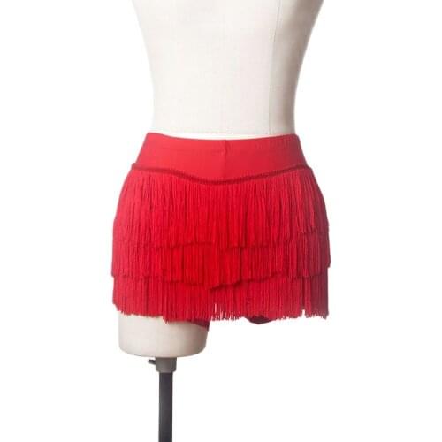 Women ballet dance short with tassel skirt lady stage performance ballet costume short , black color fringe dance short