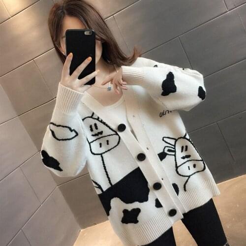 Womens knitted cardigan, womens autumn and winter clothes, new loose sweater coat, womens outer wear women cardigan