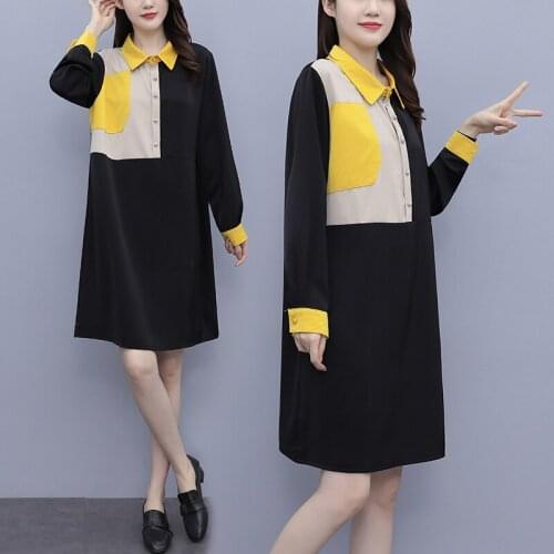 Womens Loose Casual Shirt Dress Long Sleeve 2021 Autumn Blouses Blusas Slim Patchwork Ladies Dresses Clothes Clothing For Woman