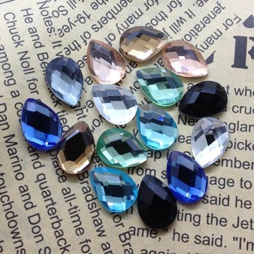 100pcs 10x14mm 13x18mm 6x30mm Mult Colors Glass Flatback Pear Drop Crystal Fancy Teardrop Stones