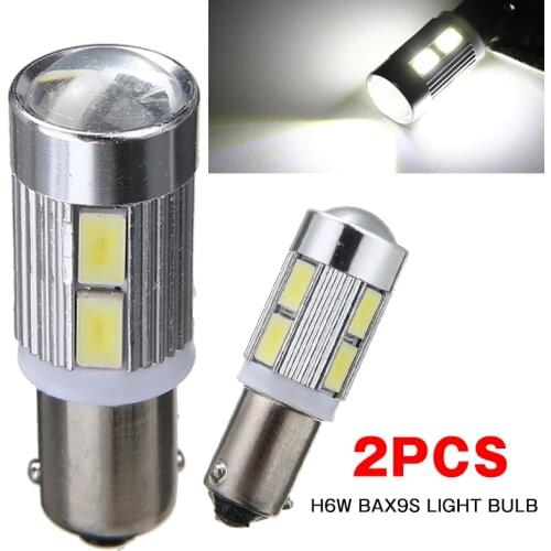 2pcs 8W 12V Car Auto H6W BAX9S 433 LED Side Indicator Reverse Backup Parking Light Day-time Running Driving Lamp Bulb 550lm