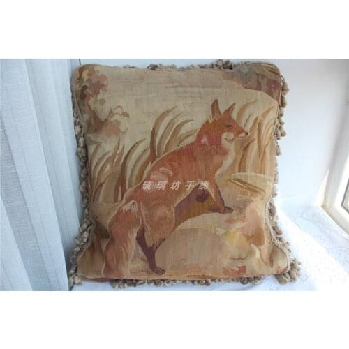 Free Shipping Pure Wool Cushions Hand Woven Aubusson Cushion no insertion 50X55CM