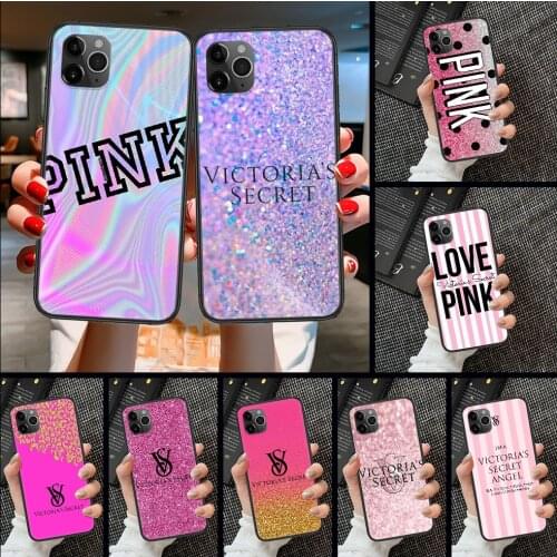 Vs Fashion pinks brand Phone Case Cover Hull For iphone 5 5s se 2 6 6s 7 8 12 mini plus X XS XR 11 PRO MAX black pretty cover
