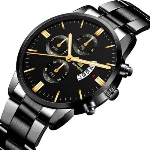 2019Hot Luxury Business Man Wristwatch Stainless Steel Band Quartz Date Watch Male Men Fashion Military Sport Watches Rose Clock