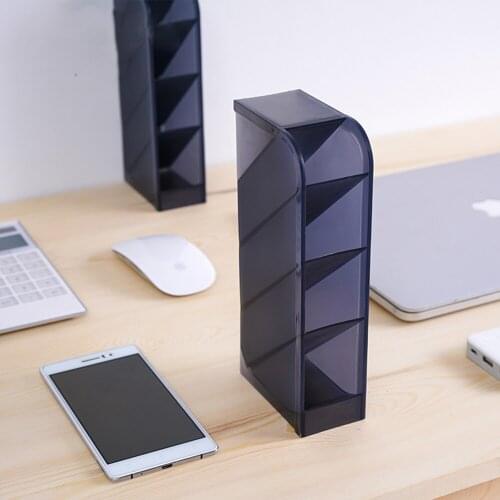 4 Grids Pen Holder Pencil Case Black White Simple Style Pen Box Desktop Storage Box Stationery School Office Supplies Gift