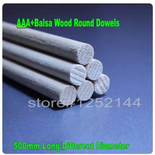 AAA+ Balsa Wood Roud Dowels 500mm long 4~12mm Diameters For Airplane/boat Model Fishing Wood DIY Free Shipping