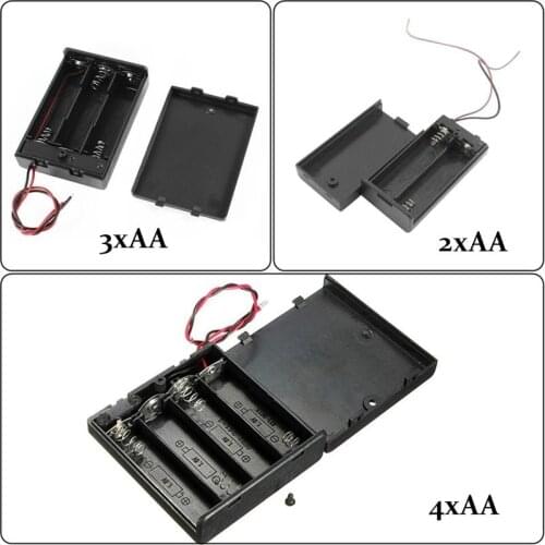 Battery Holder Case Battery Clip Slot Storage Holder Box Case 2X3X4X AA Batteries Stack With Wire Holder Case