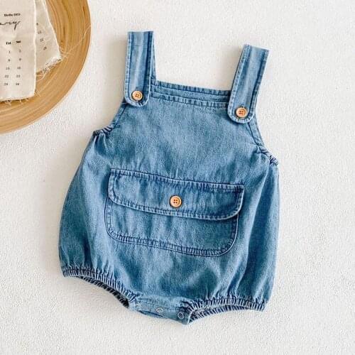 Spring Autumn Kids Baby Boy Girl Sleeveless Cowboy Braces Rompers Newborn Infant Baby Girl Rompers Boy Girl Clothes Rompers