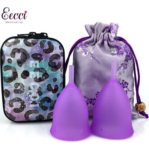 EECCI 2pcs Copa menstrual Women Feminine hygiene Menstrual Cup Medical 100% silicone Cup reusable lady cup collector menstrual