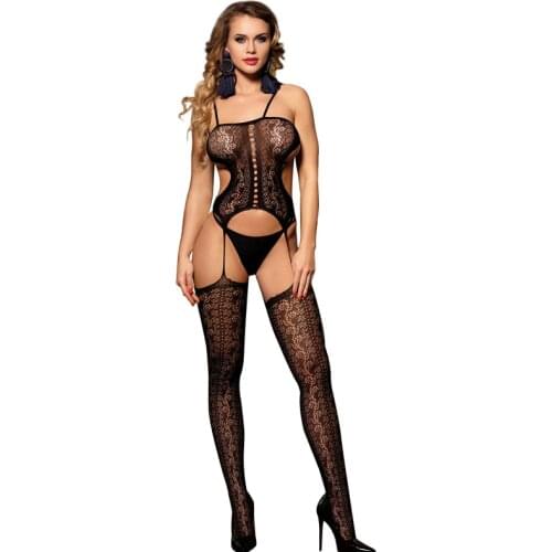 Hot Erotic bodystocking Crotchless Fetish Sexy Body Stockings Sexy Lingerie Bodysuit Black Fishnet Women Sexy Costumes XL HS3397