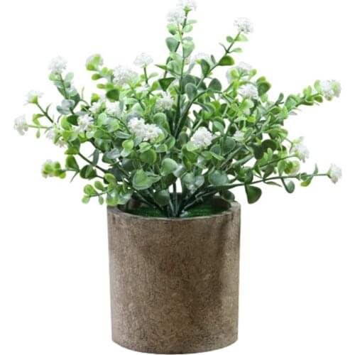 1PC Artificial Plants Potted Bonsai Green Gypsophila Plants Fake Flowers Potted Ornaments For Home Garden Party Hotel Decoration