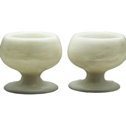 Exquisite Chinese jades goblet beautiful natural color handmade Wine cup A pairs
