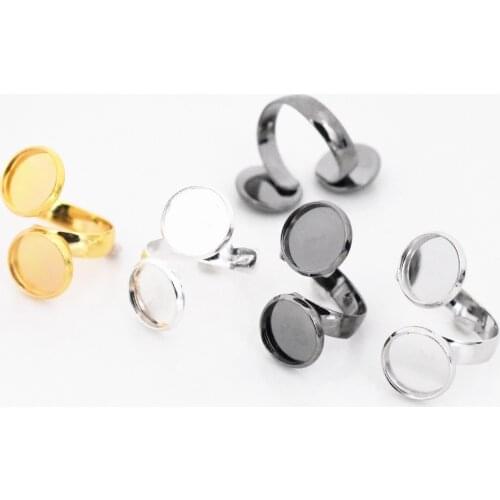 12mm 5pcs/Lot Classic 4 Colors Plated Brass Adjustable Ring Settings Blank/Base,Fit 12mm Glass Cabochons,Buttons;Ring Bezels