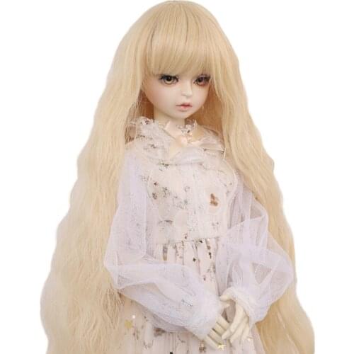 MUZIWIG 1/3 Bjd Doll Wigs Long Curly Bangs Hair Natural Color Wavy Synthetic Hair for 1/3 BJD Dolls Wigs Accessories DIY