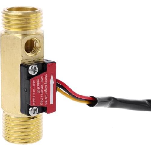 G1/2" Brass Hall Flow Rate Meter NTC Temperature Measurement Water Flow Sensor Meter Y5JA