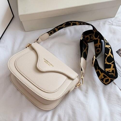 Small PU Leather Crossbody Bags for Women 2021 Fashion Wide Strap Simple Shoulder Bag Purses and Handbags Luxury Designder Bags